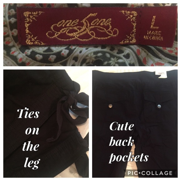 NWT One 5 One  Black Capris - Picture 2 of 6